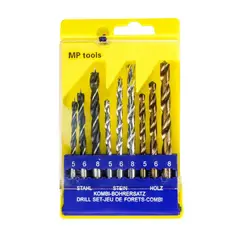 MP TOOLS - Juego de Brocas para Taladro 9 Piezas 3/16-1/4-5/16" y 5-6-8 mm