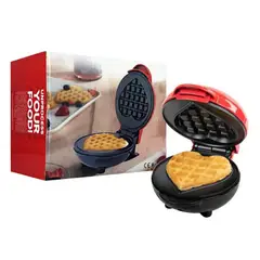GENERICO - Mini Wafflera Pequeña Corazon Electrica Antiadherente Waflera Gofrera