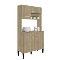 BERTOLINI - Alacena Despensa 92Cm En Mdp 6 Puertas 1 Cajón Roble