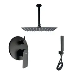 INKORPORAR - Grifería Ducha Negro Element Monocontrol 2 Func+Brazo+Reg 25X25+Teleducha Modern