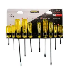 RANGER - Juego de Destornilladores 10 Piezas Punta Pala Estrella