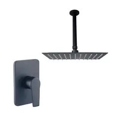 INKORPORAR - Griferia ducha monocontrol Nott negra+brazo techo red+ regadera 20x20