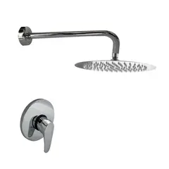INKORPORAR - Grifería Ducha Monocontrol Domen+Regadera 20cm Acero Inox Red+Brazo Red 30 Consumo 10 l/ciclo