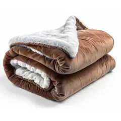 KARYTEX - Cobija Lisa Piel De Durazno Con Ovejera Cama Queen Color Café