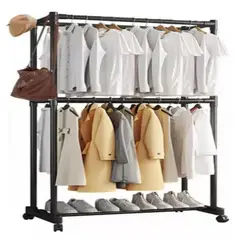 52 BITS - Perchero de Ropa Multifuncional Doble Resistente Para Dormitorio Color Negro