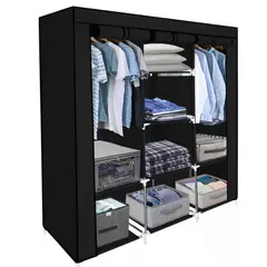52 BITS - Closet Ropero 3 Niveles Armable Portatil Negro