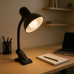 MUEBLES 2020 - Lámpara de Escritorio Base Pequeña Pinza Negra 28x10x12 cm