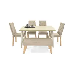 HOGAR VENECIA - Comedor 6 Puestos Liverpool con Butaco 76X138X80 Taupe