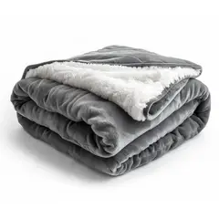 KARYTEX - Cobija Lisa Piel De Durazno Con Ovejera Cama Doble Color Gris