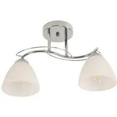 IKELITE - Lámpara De Techo 2 Luces Cromo Pantalla Blanca Moderna