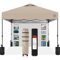 BEST CHOICE PRODUCTS - Toldo Desplegable 305x305 cm Con Pared Lateral