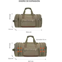 WITZMAN - Bolsa de Viaje Expandible de Lona para Hombre