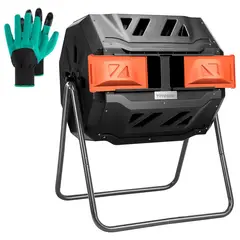 VIVOSUN - Cubo Compostador Giratorio Doble para Exteriores