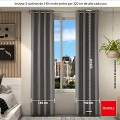 REGGIA - Set X 2 Cortinas Gris 140x220 Cm C/U