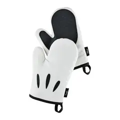 DISNEY - Home Monochrome Guantes para Horno 1 Par 25x 18 cm Tela Algodón con Apliques de Silicona Blanco y Negro
