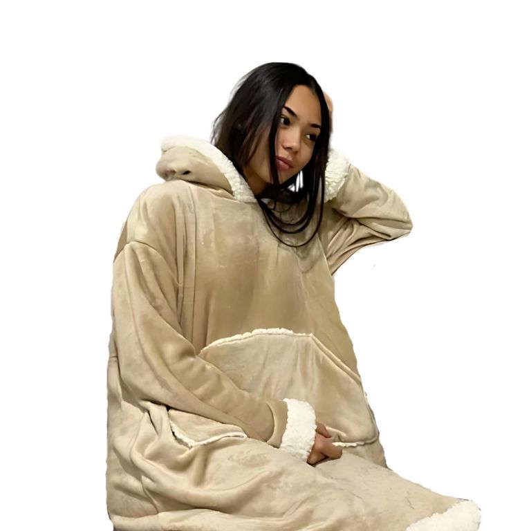 Imagen de Cobija Con Mangas Piel De Durazno Copo Color Camel