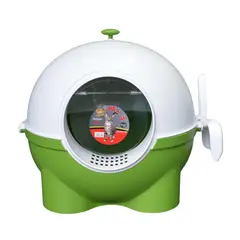 COLMASCOTAS - Arenera cubierta plastica globo+pala para gatos verde 53x50cm