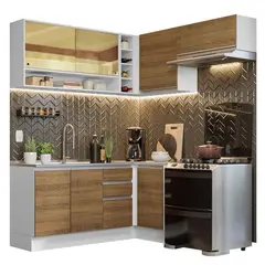 MADESA - Cocina Integral Esquinera Glamy 3.50m Blanco/marron 06