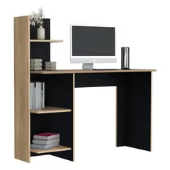 VIRTUAL MUEBLES - Escritorio Vilna Madera natural y Wengue 120x120cm