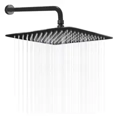 PAMO - Ducha Regadera Cuadrada Color Negro 25Cm +Tubo