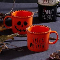 CORONA - Set de 2 Mugs de 280ml 1 de Halloween Calabaza + 1 de Momia en Cerámica 8x24cm Multicolor