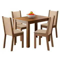 MADESA - Juego de Comedor Cintia con 4 Sillas Marrón/Crema/Beige