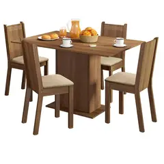 MADESA - Juego de Comedor Lexy con 4 Sillas Marrón/Beige