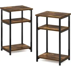FURINNO - Mesa Auxiliar 3 Niveles Con Estantes de Almacenamiento