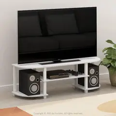 FURINNO - Centro de Entretenimiento Blanco con Diseño Espacioso y Seguro