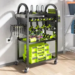 KAFAHOM - Carrito de Herramientas con Estación de Carga y Soporte para Taladro Móvil
