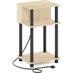 FURINNO - Mesa Auxiliar Con Puerto Usb y Tipo C
