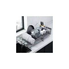 undefined - Escurridor Extensible de Platos Antióxido con Porta Cubiertos y Vasos