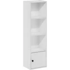 FURINNO - Biblioteca de Cuatro Compartimientos con Gabinete Inferior en Color Blanco
