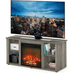 FURINNO - Centro de Entretenimiento con Chimenea Decorativa y Estilo Contemporáneo