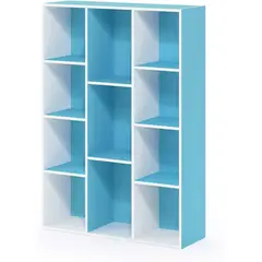 FURINNO - Estantería Luder de Once Cubos en Blanco con Azul Claro