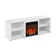 FURINNO - Centro de Entretenimiento Clásico con Chimenea Decorativa y Estilo Elegante