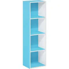 FURINNO - Estantería Luder de Cuatro Cubos en Blanco con Azul Claro Decorativo