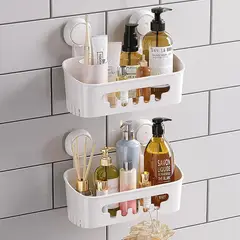 TAILI - Organizador de Ducha con Ventosa y Dos Estantes Reutilizables Blanco