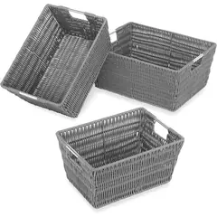 undefined - Cestas De Almacenamiento Whitmor Rattique Juego De Tres Unidades Gris
