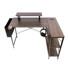 undefined - Escritorio en L 118X86X73Cm para Computador con Estante Bolsa y Multitoma