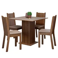 MADESA - Juego de Comedor Samara con 4 Sillas Marrón/Crema/Beige