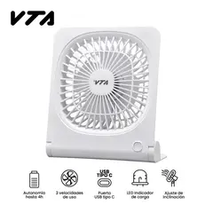 VTA PLUS - Ventilador Recargable Para Escritorio Conexion Usb