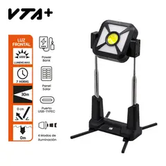 VTA PLUS - Linterna De Trabajo Con Panel Solar Ajustable 165 Cm