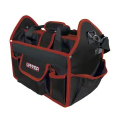 URREA - Maletín Portaherramientas 15 Pulgadas Negra con 20 Bolsillos