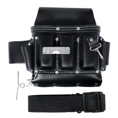 URREA - Cinturón Portaherramientas Cuero Vaqueta 10 Bolsillos