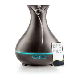 ENERGY PLUS - Humidificador Difusor De Aromas Eléctrico Aromaterapia 500ml Madera Oscuro