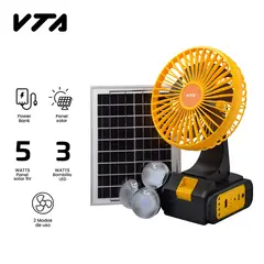 VTA PLUS - Kit Solar 5 En 1 Con Ventilador Bombillos Y Cable