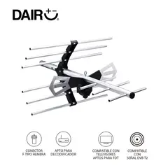 DAIRU - Antena Tdt Exterior Tipo Yagi. Con Cable De 10 M