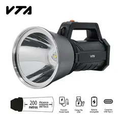 VTA PLUS - Linterna Recargable Metálica Powerbank Alc 200 M