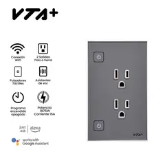 VTA PLUS - Toma Doble P/T Inteligente Connect Iot Plata